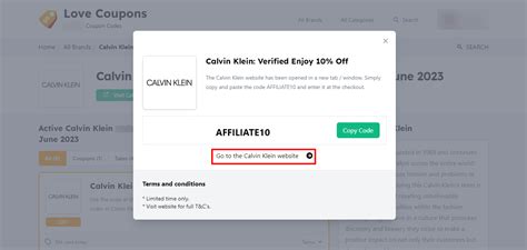 calvin klein 10 discount code
